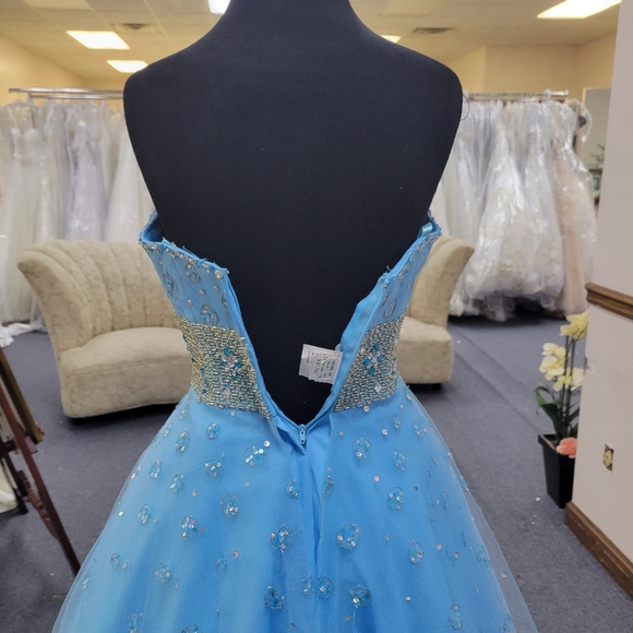 MORI LEE SPLASH BLUE BALLGOWN DRESS - Picture 7 of 11
